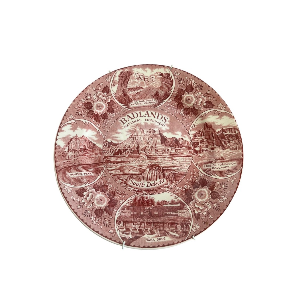 Vintage Badlands South Dakota Souvenir Plate Fine Staffordshire Ware Wall Drug